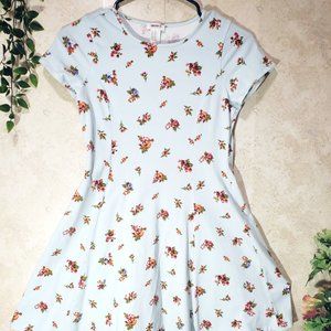 Floral mini blue dress